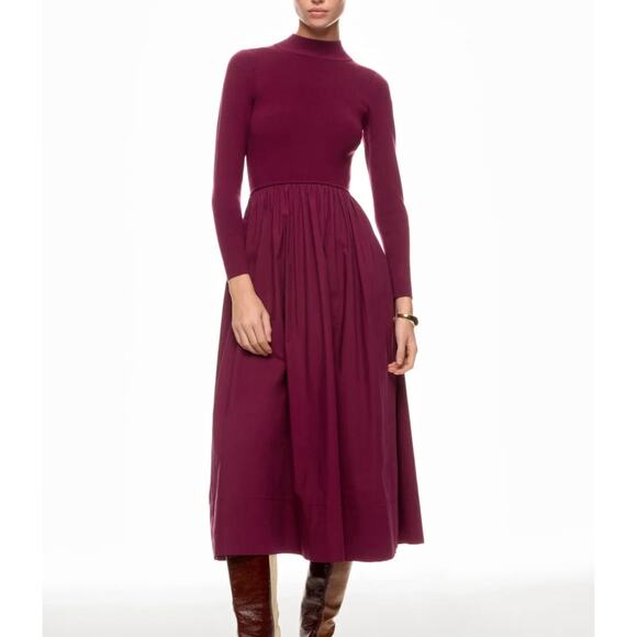 Marie Oliver Burgundy Knit Sweater Dress XXL Fit and Flare Modest Designer $368 - Picture 1 of 14